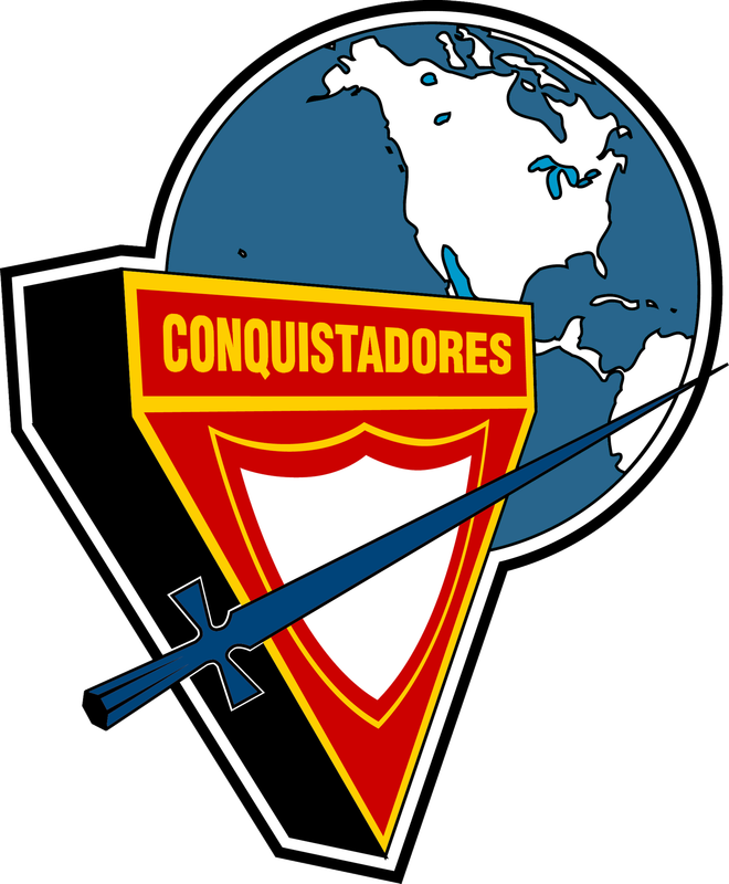 Escudo de Conquistadores con Mundo - Azul con borde blanco (División Norteamericana)