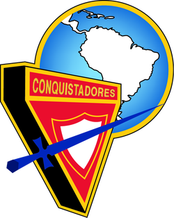 Escudo de Conquistadores con Mundo - Azul (División Sudamericana)