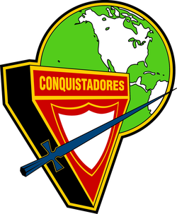 Escudo de Conquistadores con Mundo - Verde con borde amarillo (División Norteamericana)