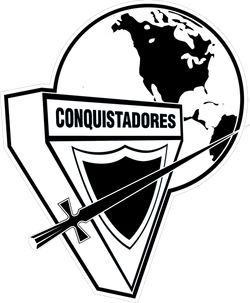 Escudo de Conquistadores con Mundo - Blanco y Negro (División Norteamericana)