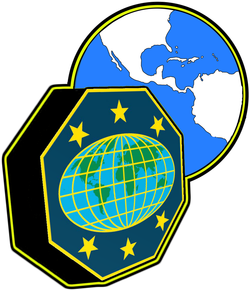 Escudo de Guias Mayores con Mundo - Azul (División Interamericana)
