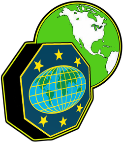 Escudo de Guías Mayores con Mundo - Verde (División Norteamericana)