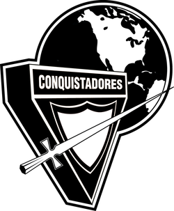 Escudo de Conquistadores con Mundo - Negro y Blanco (División Norteamericana)